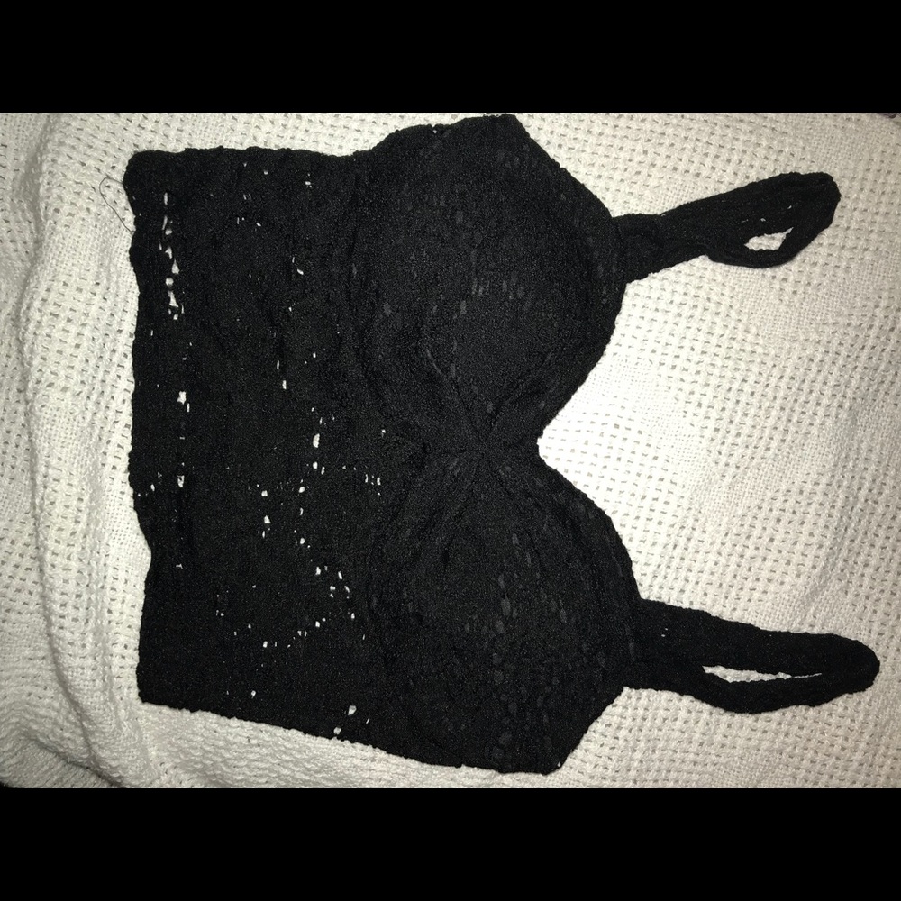 Black lace crop top